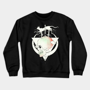 Skull And Cat With Moon Phases Crewneck Sweatshirt